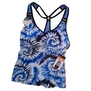 ZeroXposur Swim Tankini L NWT Swimwear Top Blue Tie Dye Tank UPF 30+ Size 14 NEW